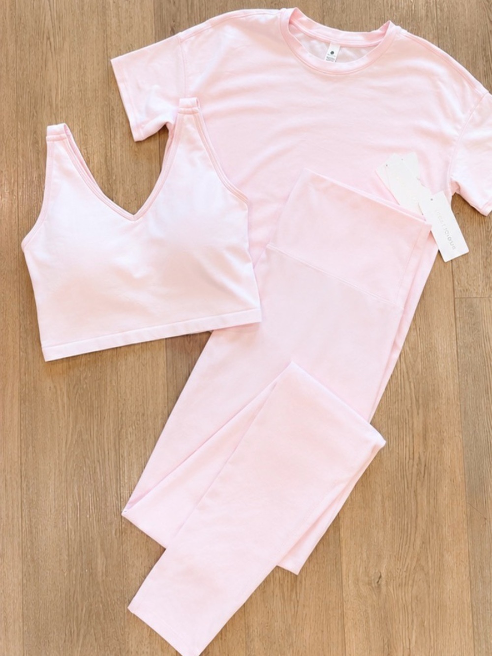 NWT YOGALICIOUS 3-Piece🌸Cherry Blossom Pink Seamless Activewear Set M MSRP $108